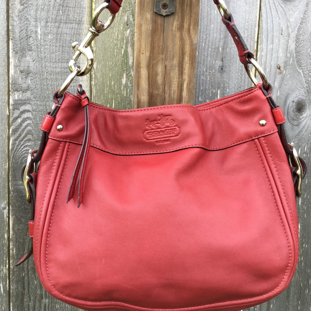 Red leather coach Zoe purse